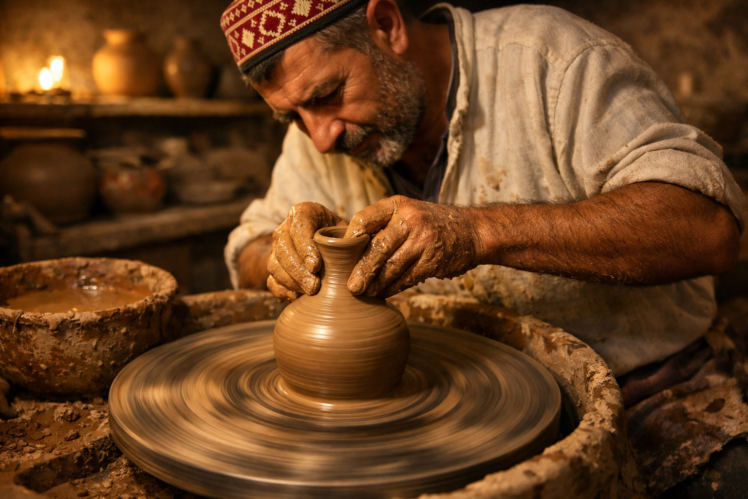 Çömlekçi çarkında çalışma